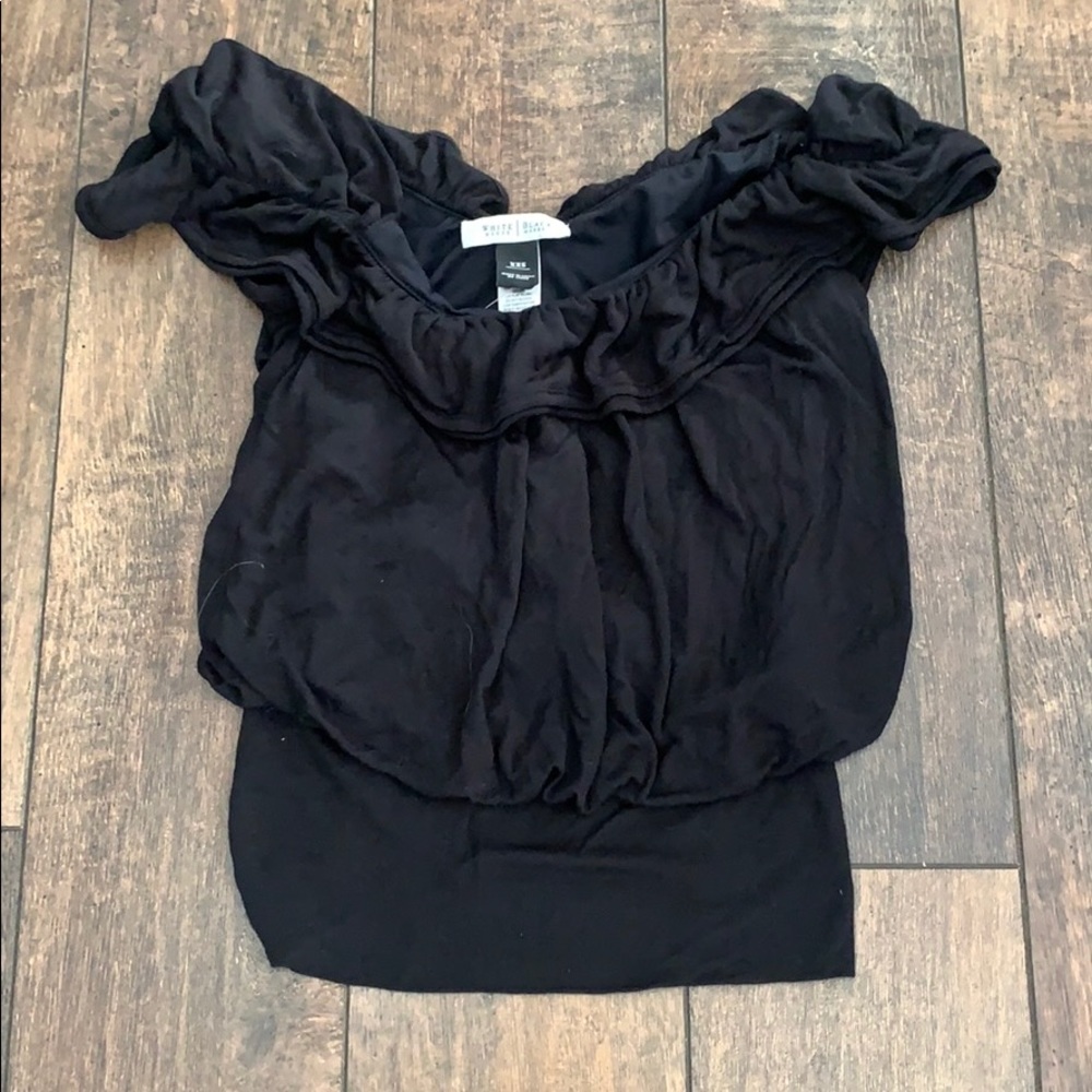 NWT! WHBM black ruffled sleeveless top